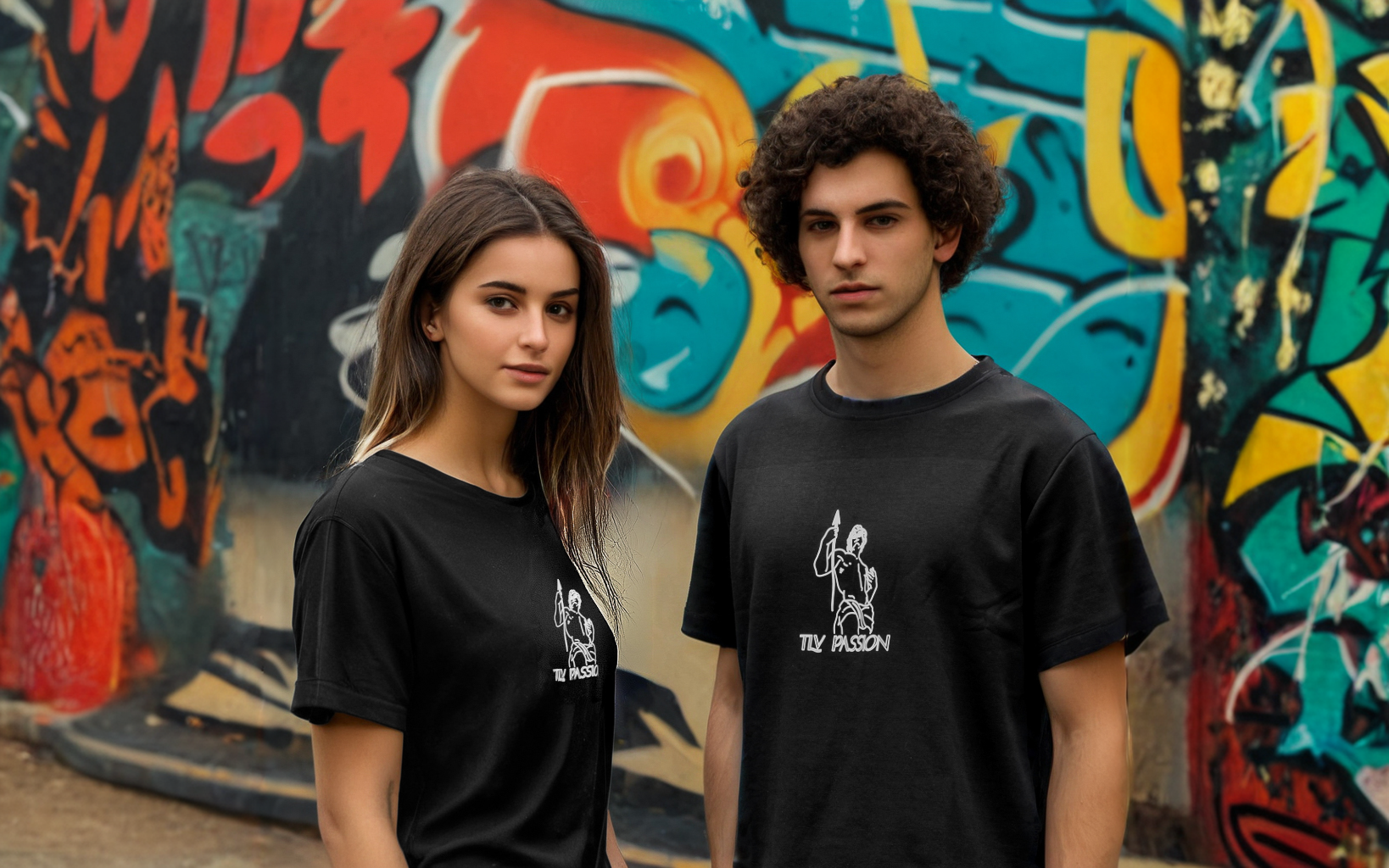Two People Black T-Shirts
